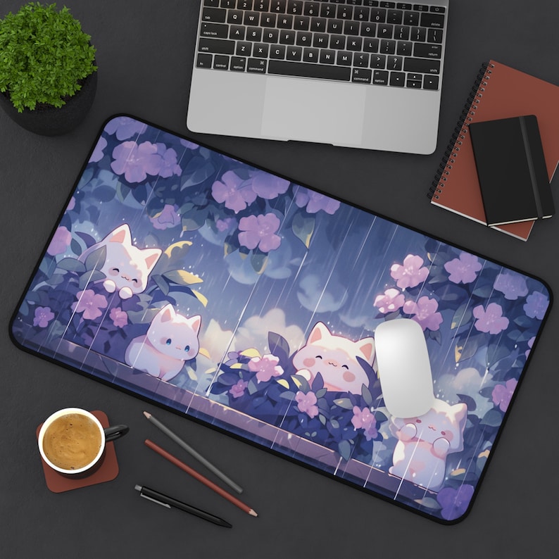 Gaming Accessories Officeworks - Kawaii Cats in the Rain 대형