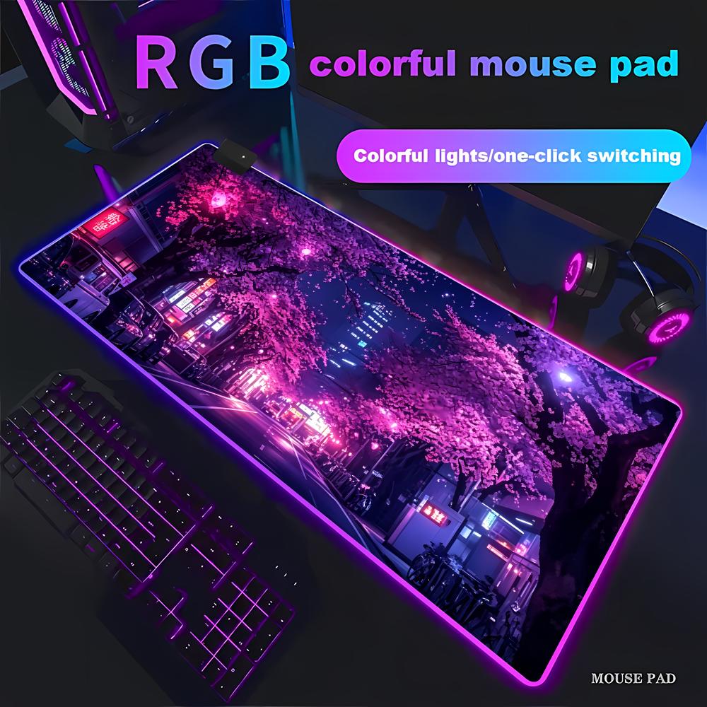 Gaming Accessories Officeworks - RGB 마우스 패드 일본 거리 퍼플