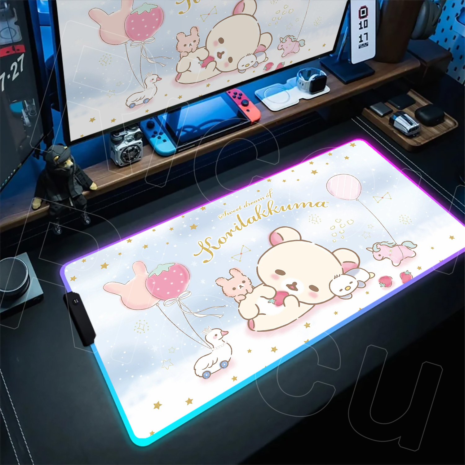 Gaming Accessories Officeworks - RGB 리락쿠마 대형 XXL 카와이 핑크