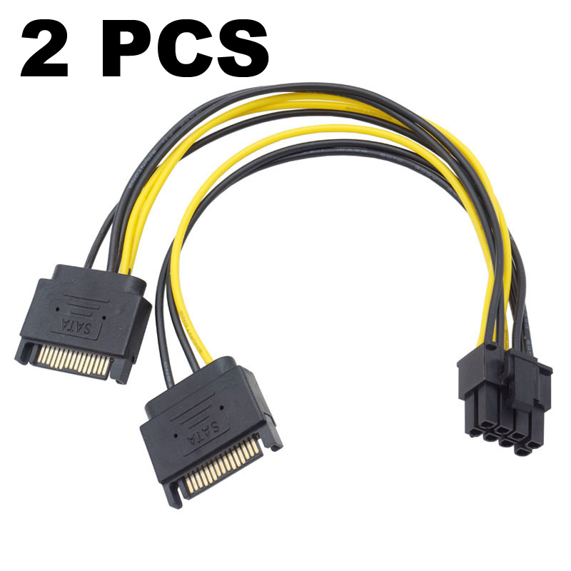 2pcs 듀얼 SATA 15핀 ~ 8핀(6+2) 6 P - Pcie Extension Cable 리뷰 및 가격