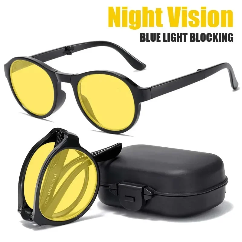 남성 여성을위한 상자가있는 접이식 야간 투시경 안경 자 - Gaming Glasses Tinted 리뷰 및 가격