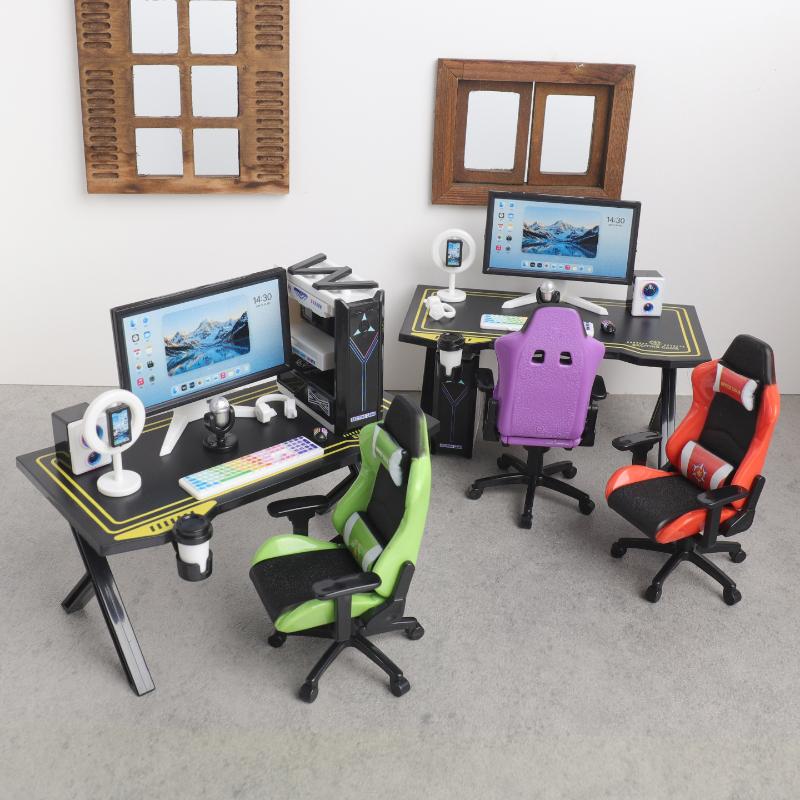 1/12 인형의 집 미니 게임용 책상 의자 세트, 미니 - Gaming Accessories Monitor 리뷰 및 가격