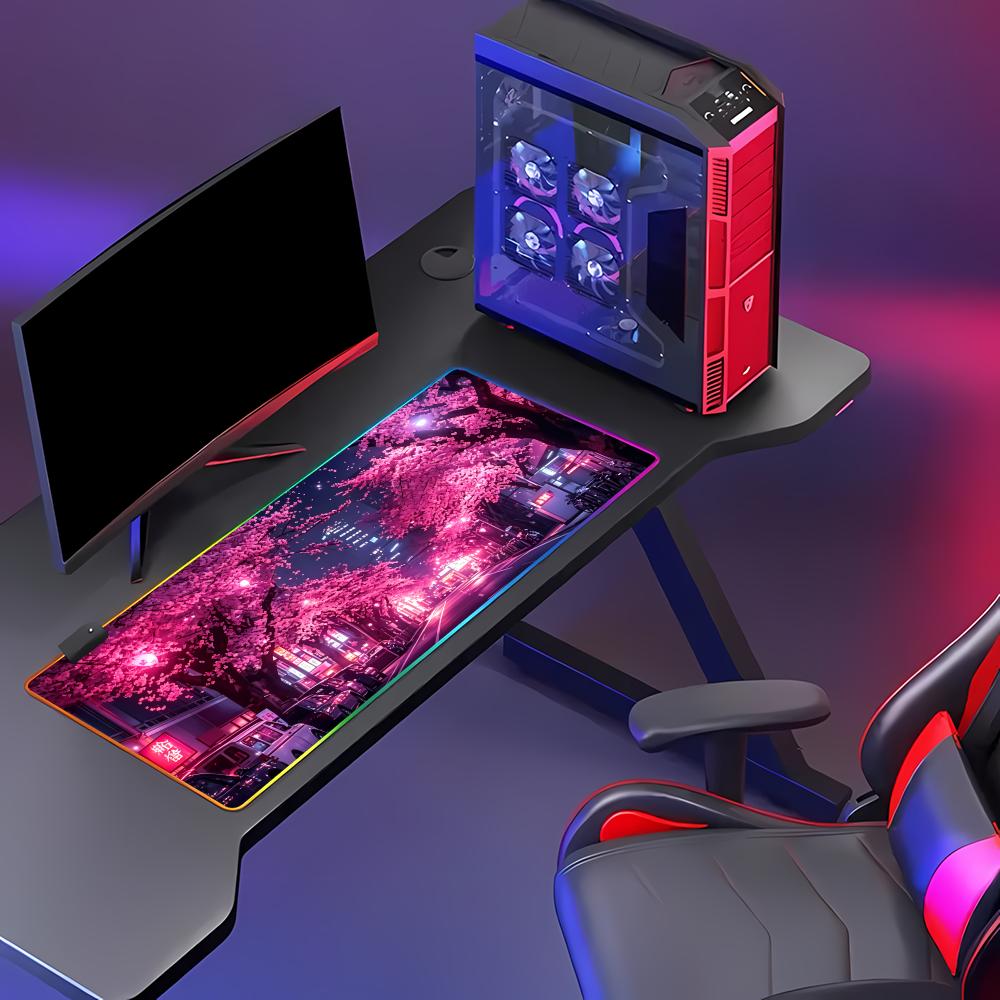 RGB 마우스 패드 일본 거리 퍼플 사쿠라 작업 사무실 - Gaming Accessories Officeworks 리뷰 및 가격